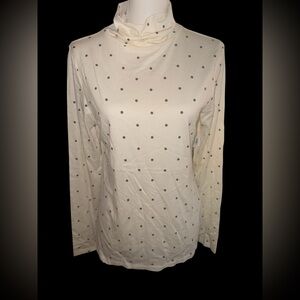 🤍 OLD NAVY Ivory & Black Polka Dot Cowl-Neck Top | Size L | BNWT 🤍